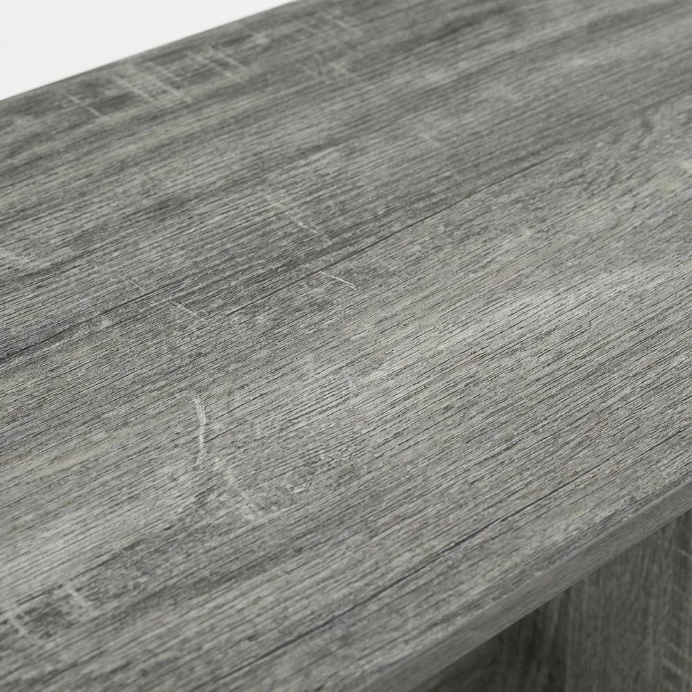 Compact French Oak Grey And Black Study Desk With Modern Design