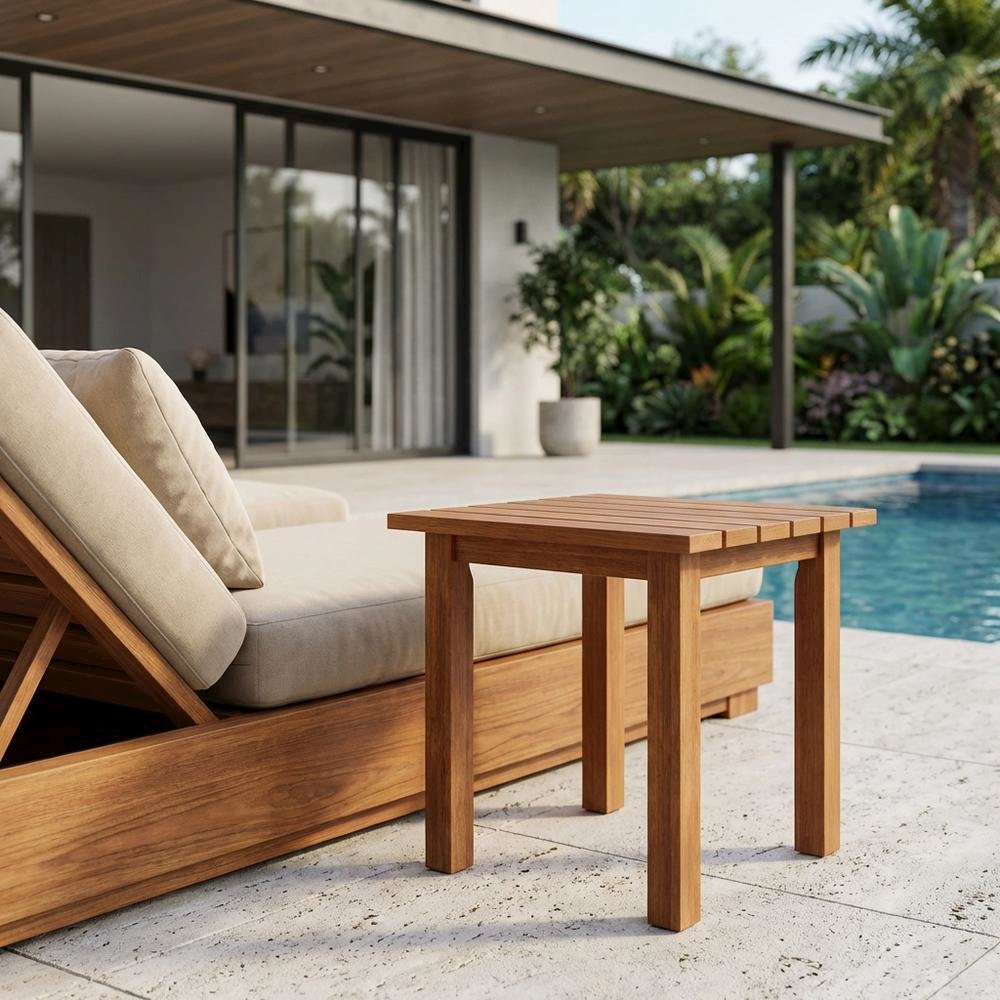 Oil Outdoor Patio End Table In Finish For Garden, Porch