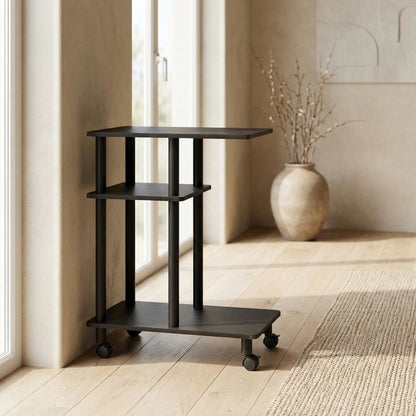 U-Shape Sofa Side Table, Rolling Casters