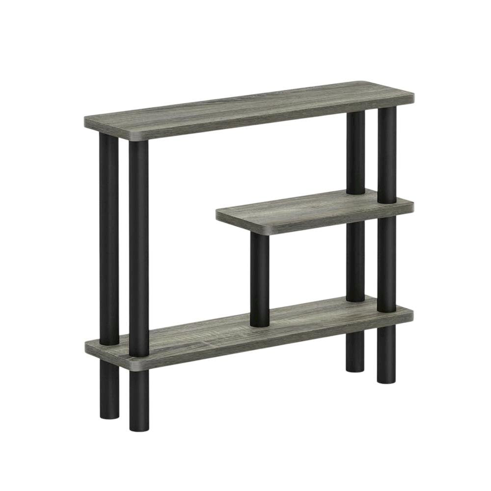 Gray Slim Entryway Storage Rack, Composite Wood, 4 Shelves, Wall-Side