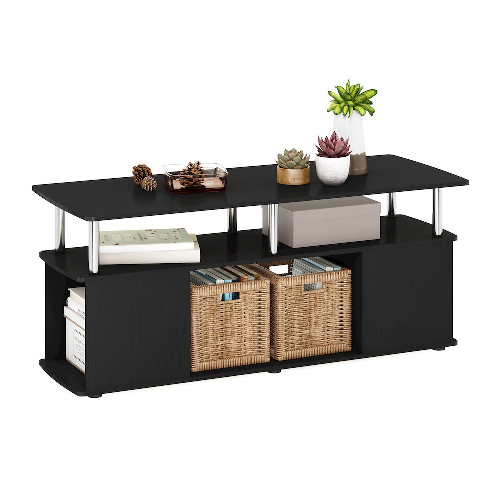 Coffee Table with Storage Shelf, Center Table with Bottom Shelf,Dark Americano