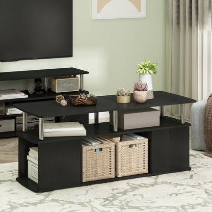 Coffee Table with Storage Shelf, Center Table with Bottom Shelf,Dark Americano