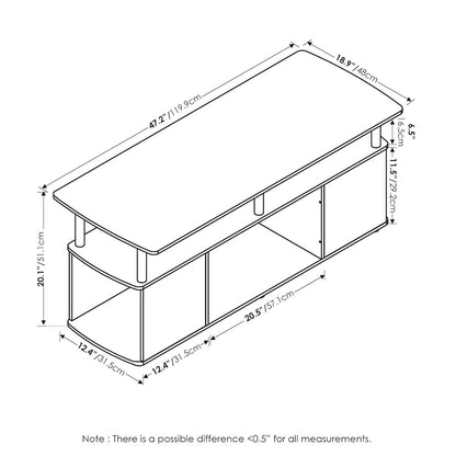Coffee Table with Storage Shelf, Center Table with Bottom Shelf,Dark Americano