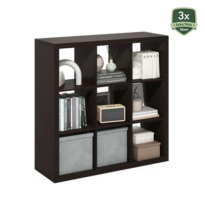 Cubicle Extra Thick Frame Decorative Cube Storage Organizer, 9-Cube, White