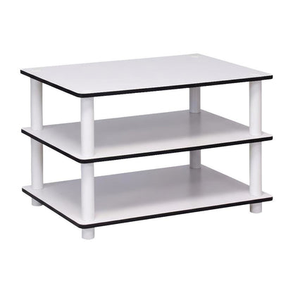 White 3-Tier Coffee Table with No Tools Assembly and Sturdy Shelves for Storage