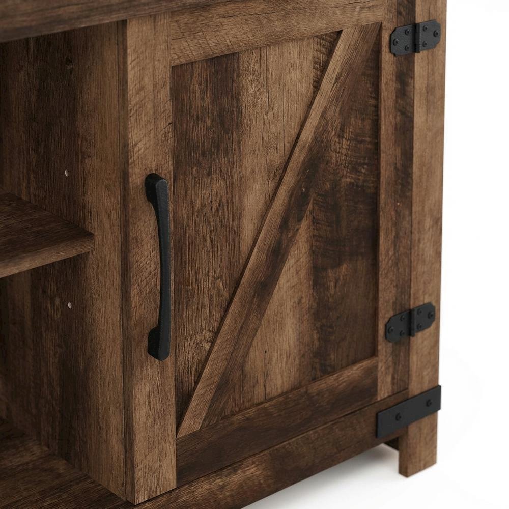Engineered Wood TV Cabinet with Barn Door for Up to 70 Inch Displays