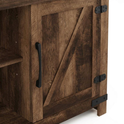 Engineered Wood TV Cabinet with Barn Door for Up to 70 Inch Displays