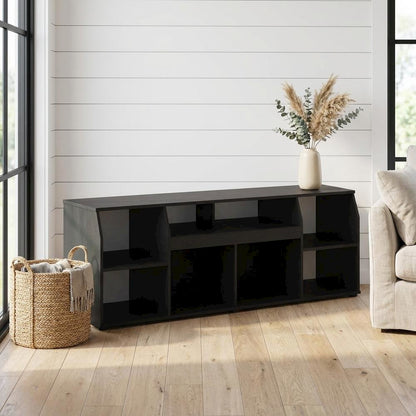Large Engineered Wood media console with LED lighting for TV up to 65 inches