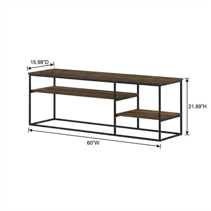 Modern TV stand in Columbia Walnut wood finish for TVs up to 65 inches