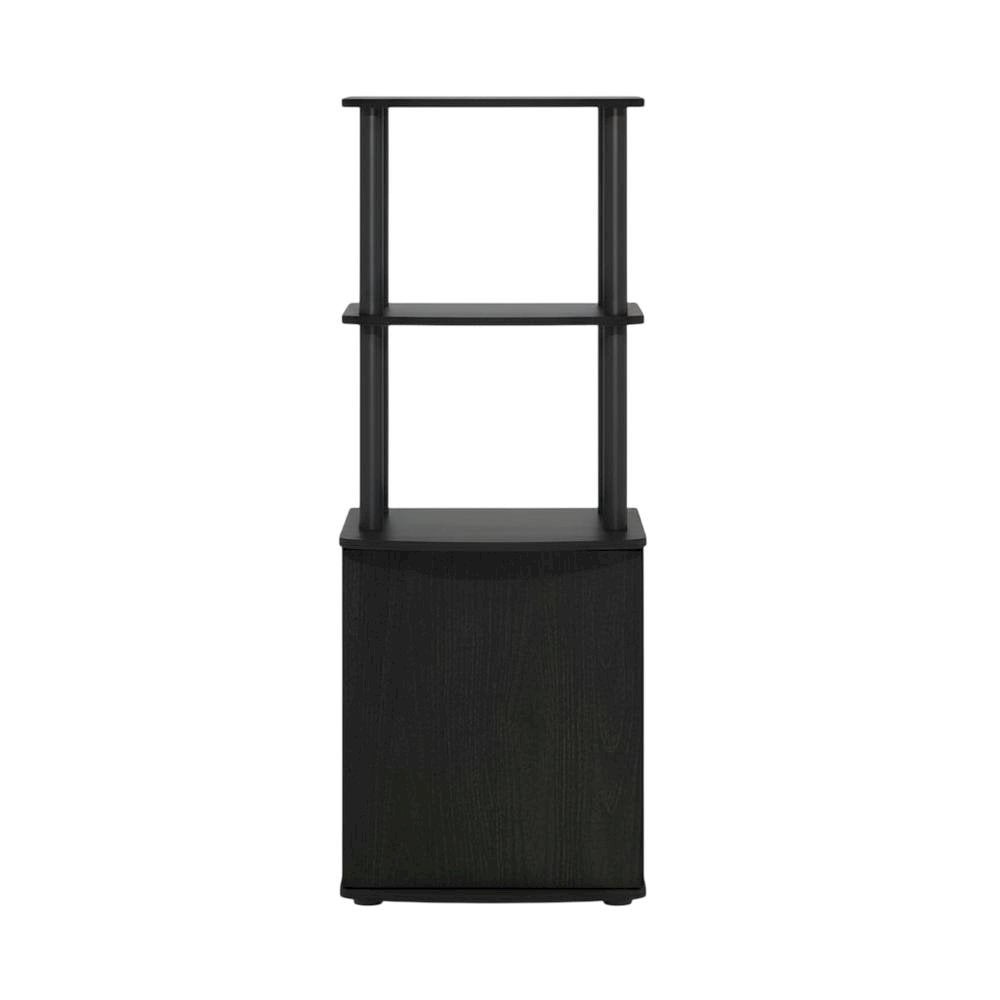 Engineered Wood TV Stand with Storage Cabinet and Tall Design in Blackwood/Black