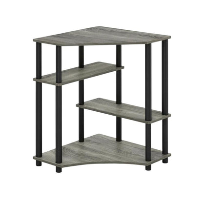 Gray Corner Desk With Shelves, Modern Ergonomic Design For Office Spaces