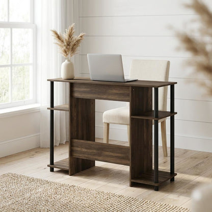 Engineered Wood Compact Computer Desk, Columbia Walnut And Black Finish