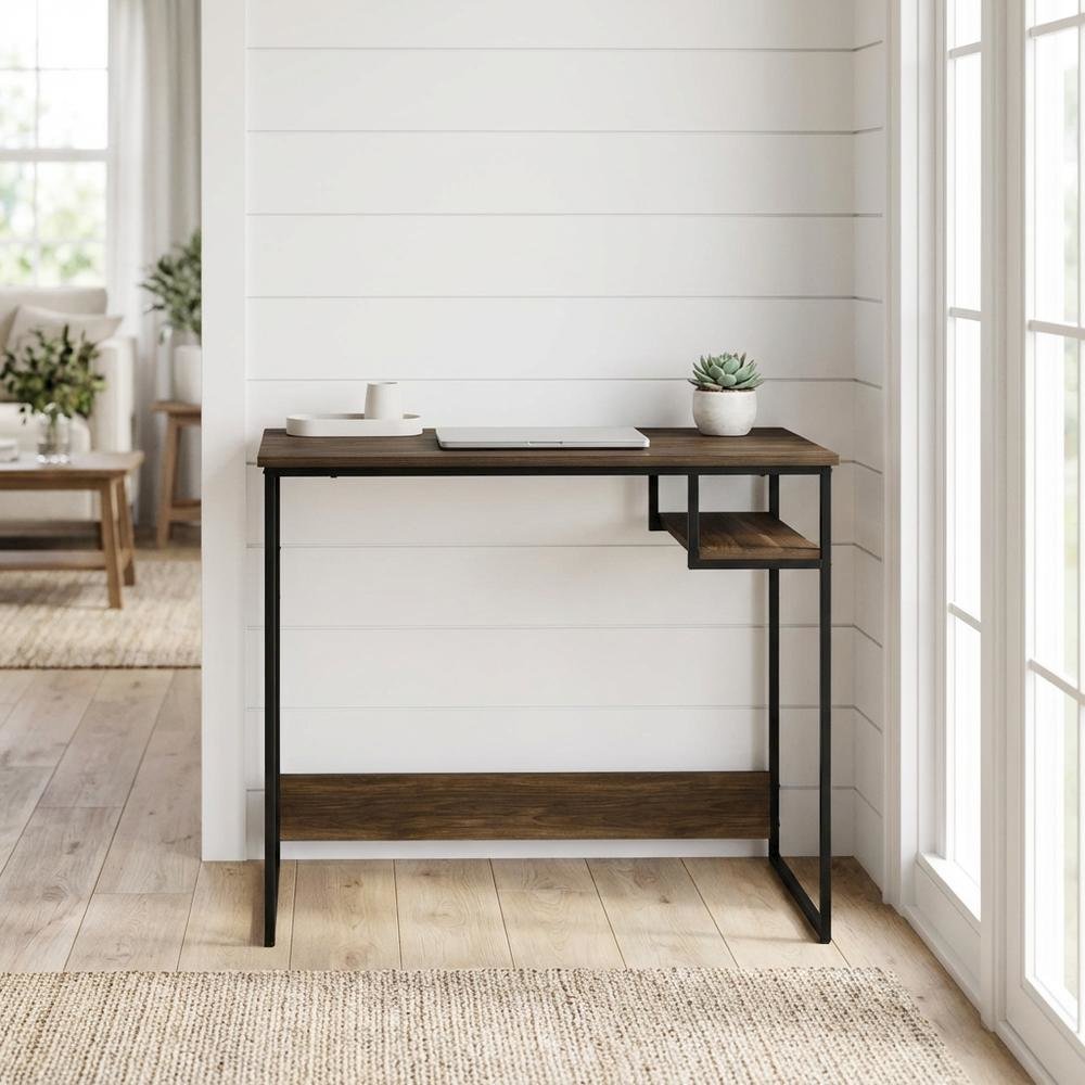 Engineered Wood Study Desk In Columbia Walnut Finish For Home Office Use
