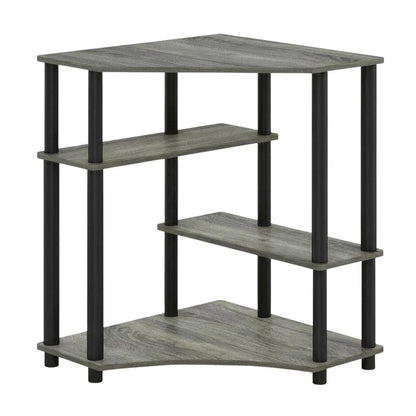 Gray Corner Desk With Shelves, Modern Ergonomic Design For Office Spaces