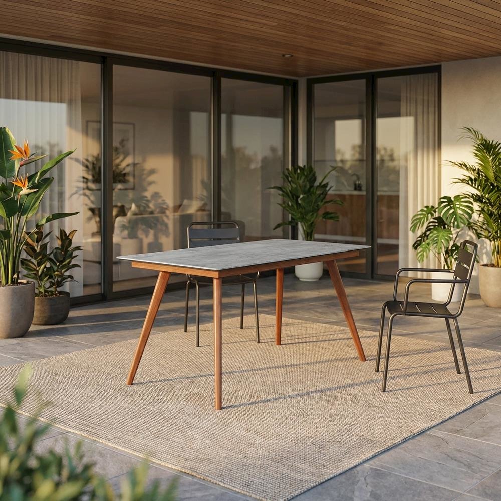 Outdoor Cement Side Table With Modern Rectangular Design And Smart Top Finish