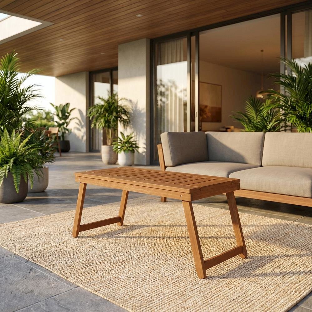 Portable Hardwood Folding Coffee Table, Outdoor Bistro Setting, Sturdy Design