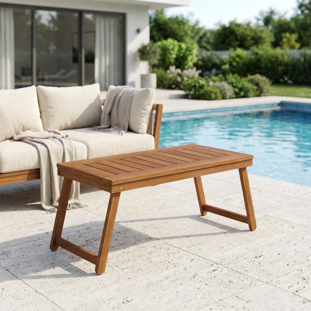 Portable Hardwood Folding Coffee Table, Outdoor Bistro Setting, Sturdy Design