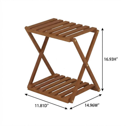 Multi-Purpose Outdoor Folding Display Shelf With Plant Stand And Side Table