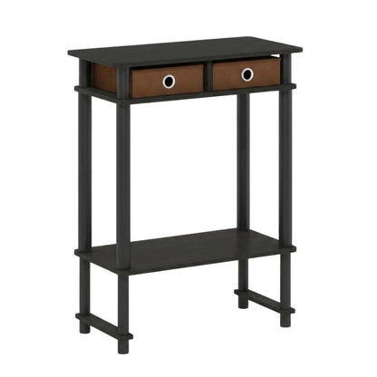 Espresso Hallway Console Table with Storage Bin and Modern Finish