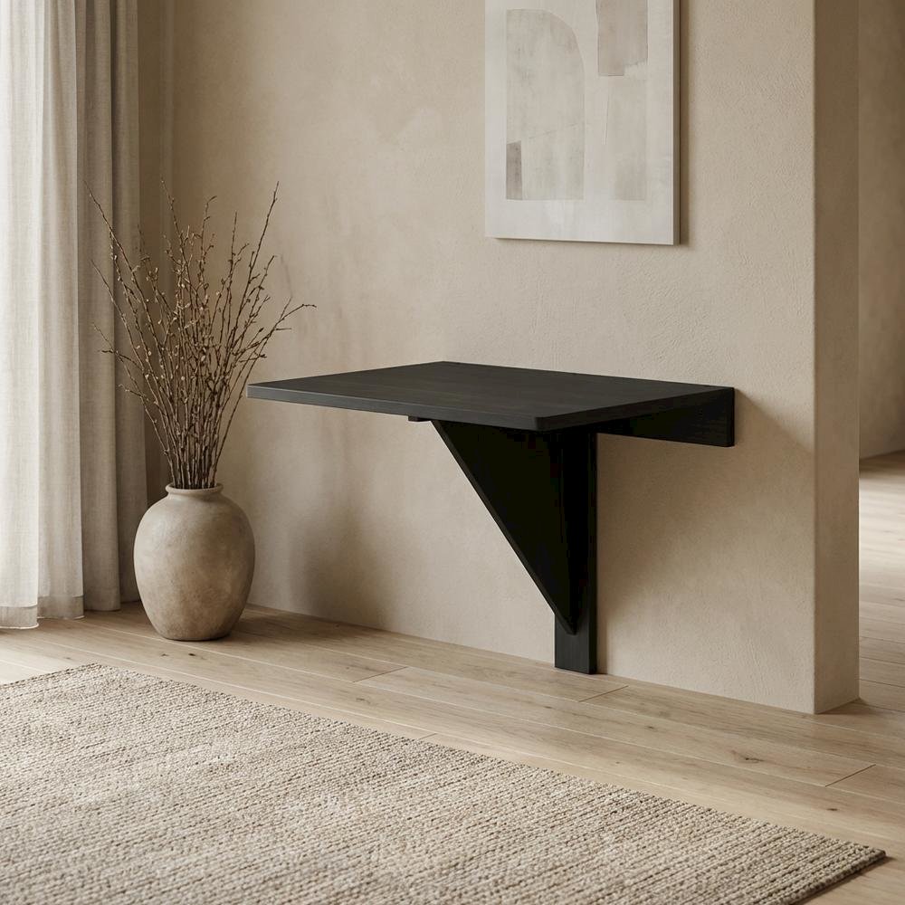 Brown, Wall Mounting Folding Table, Folding Design, Wall Mounted