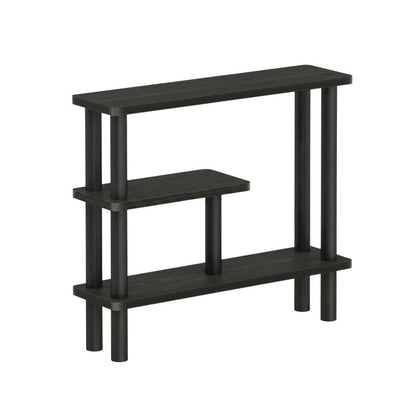 Brown Slim Entryway Storage Rack, Composite Wood, 4 Shelves, Wall-Side