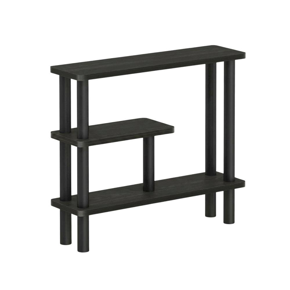 Brown Slim Entryway Storage Rack, Composite Wood, 4 Shelves, Wall-Side