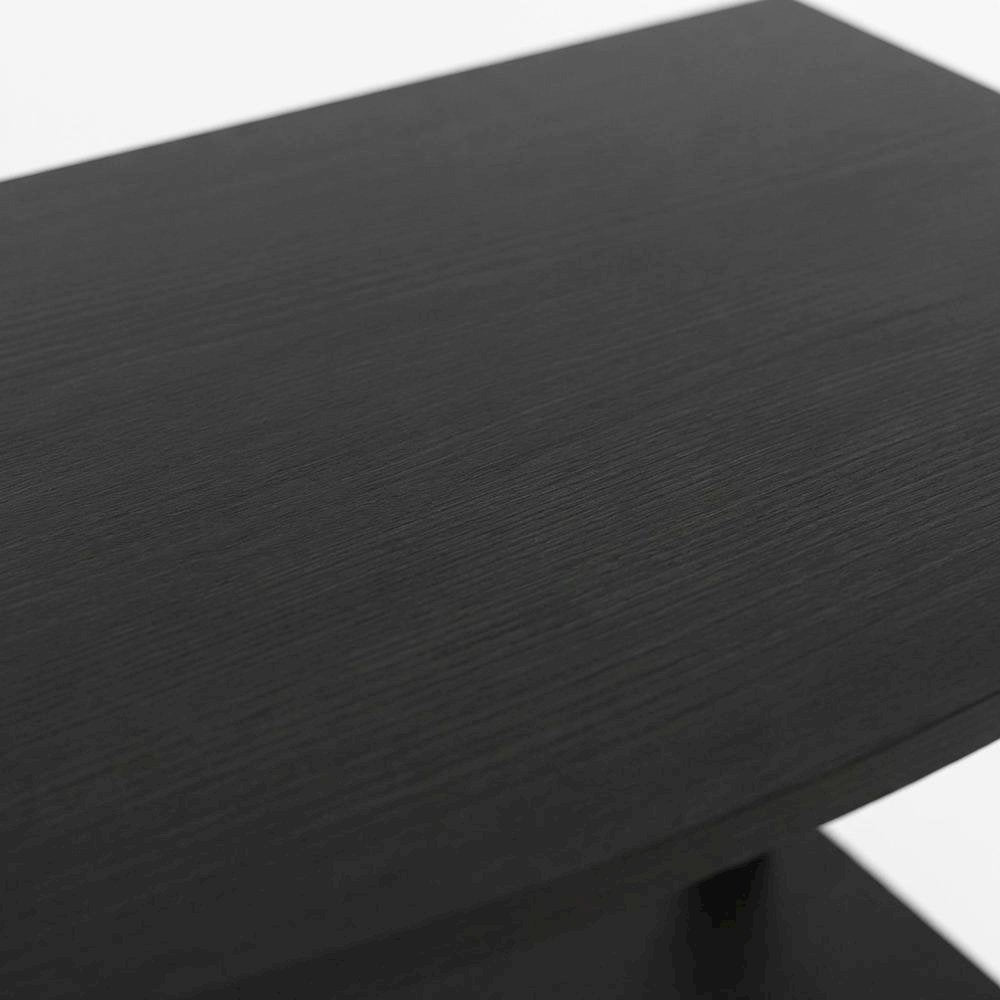 Engineered Wood TV Stand with 3-Tier Height and Storage Cabinet, Blackwood/Black
