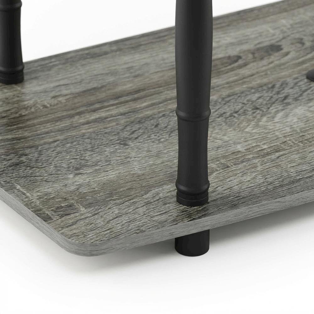 Engineered Wood TV Stand, Classic Tube Design in Grey, Black