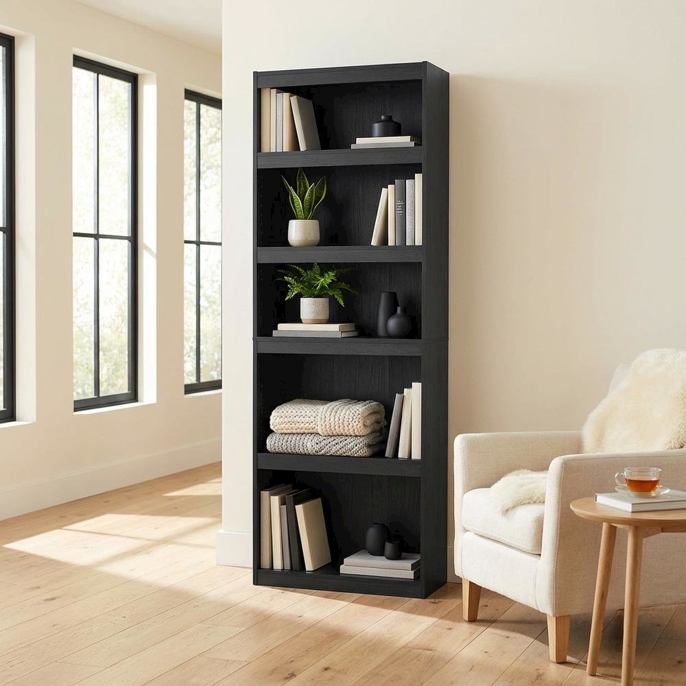 5-Tier Shelf Bookcase with Ample Storage and Sturdy Engineered Wood Construction