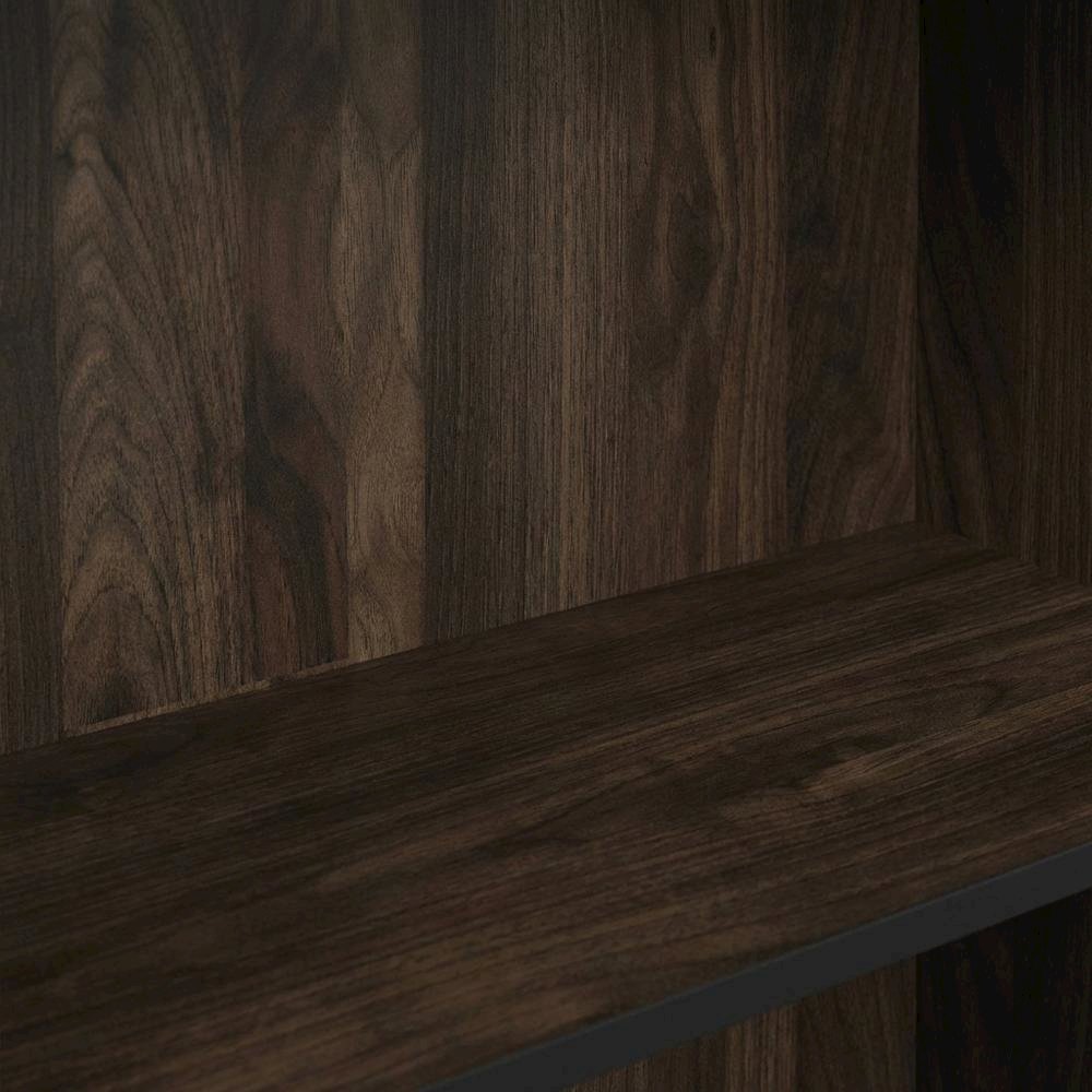 Engineered Wood 3-Tier Bookcase with Storage Shelves in Walnut and Black Finish