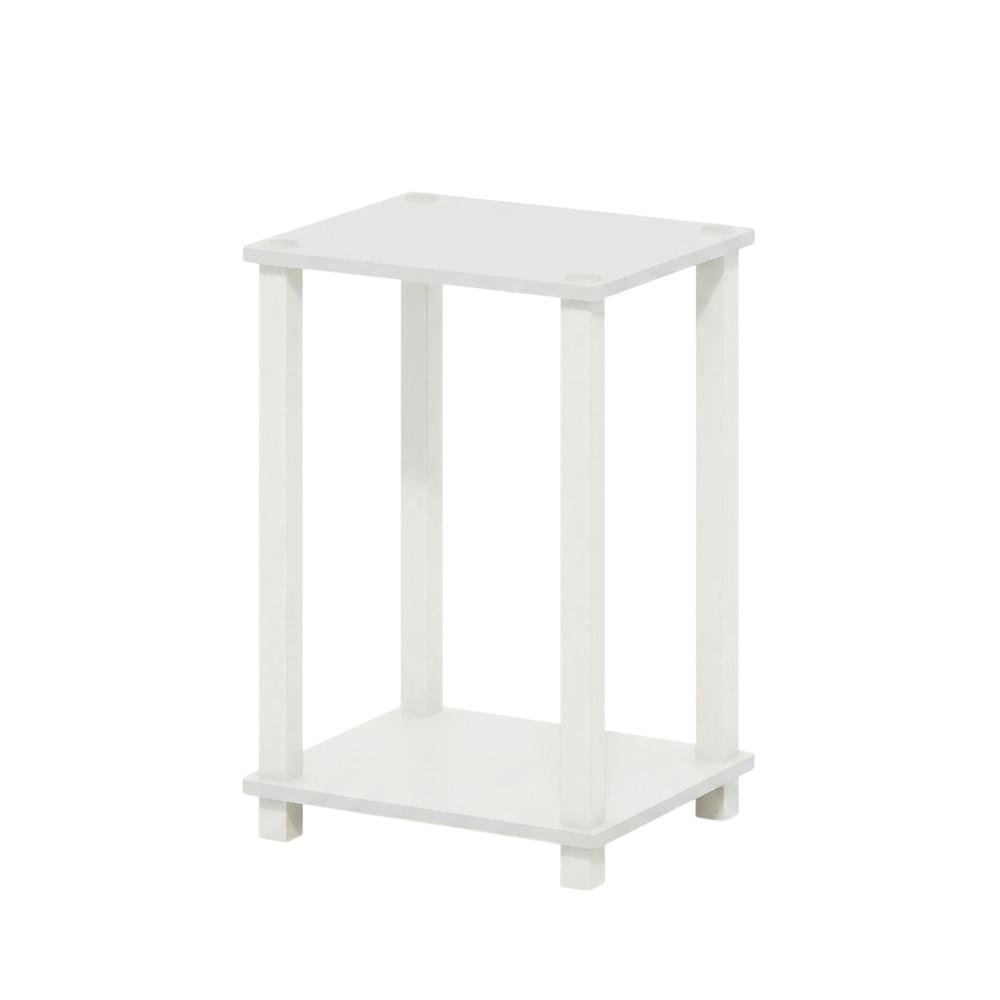 Small White End Table with Contemporary Design and Solid Construction