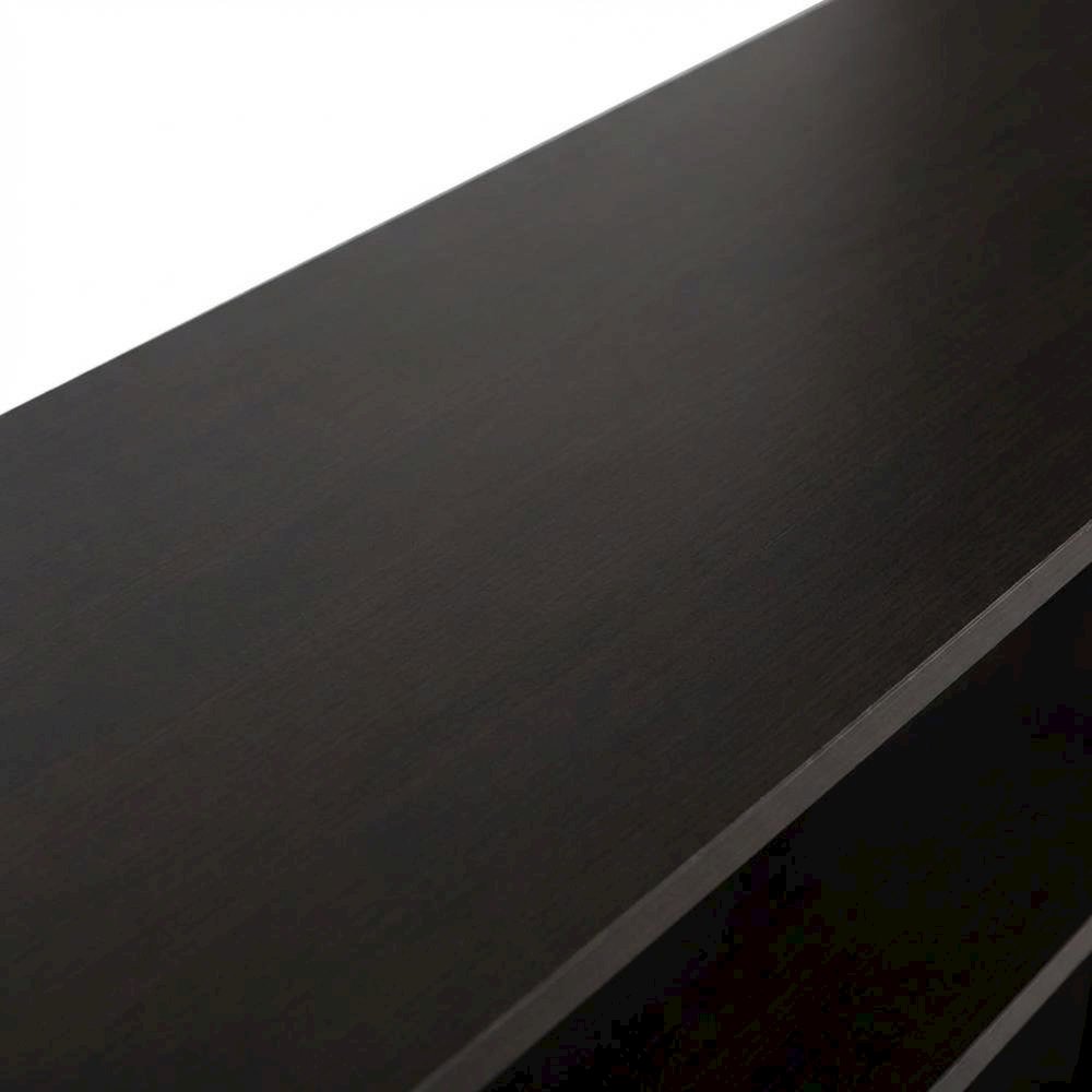 Dark Brown/Black 3-Tier TV Stand with Composite Wood and Plastic Poles