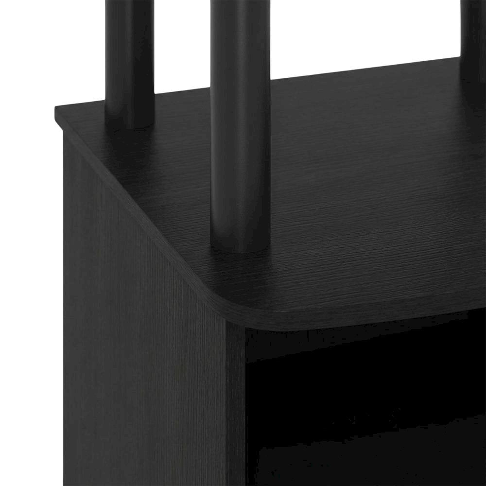 Engineered Wood TV Stand with 3-Tier Height and Storage Cabinet, Blackwood/Black