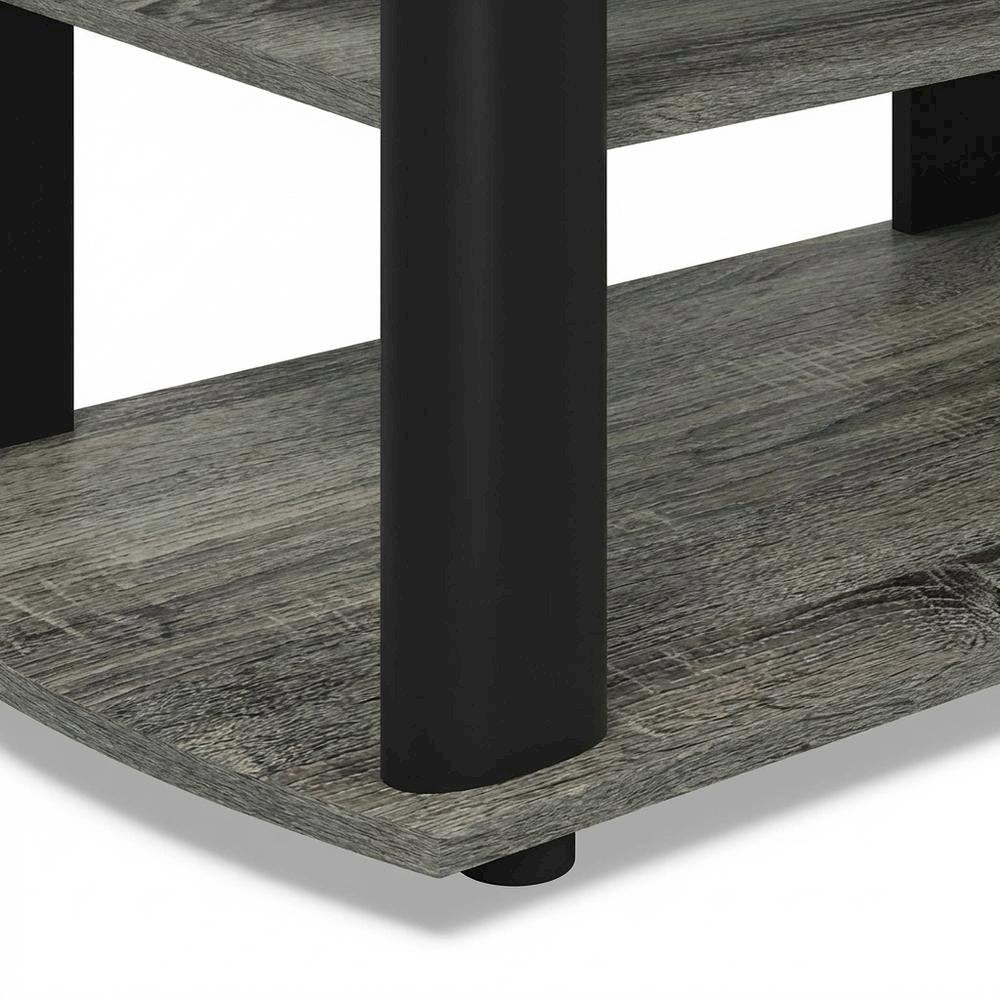 Black and French Oak TV Stand with Composite Wood Construction for Living Room