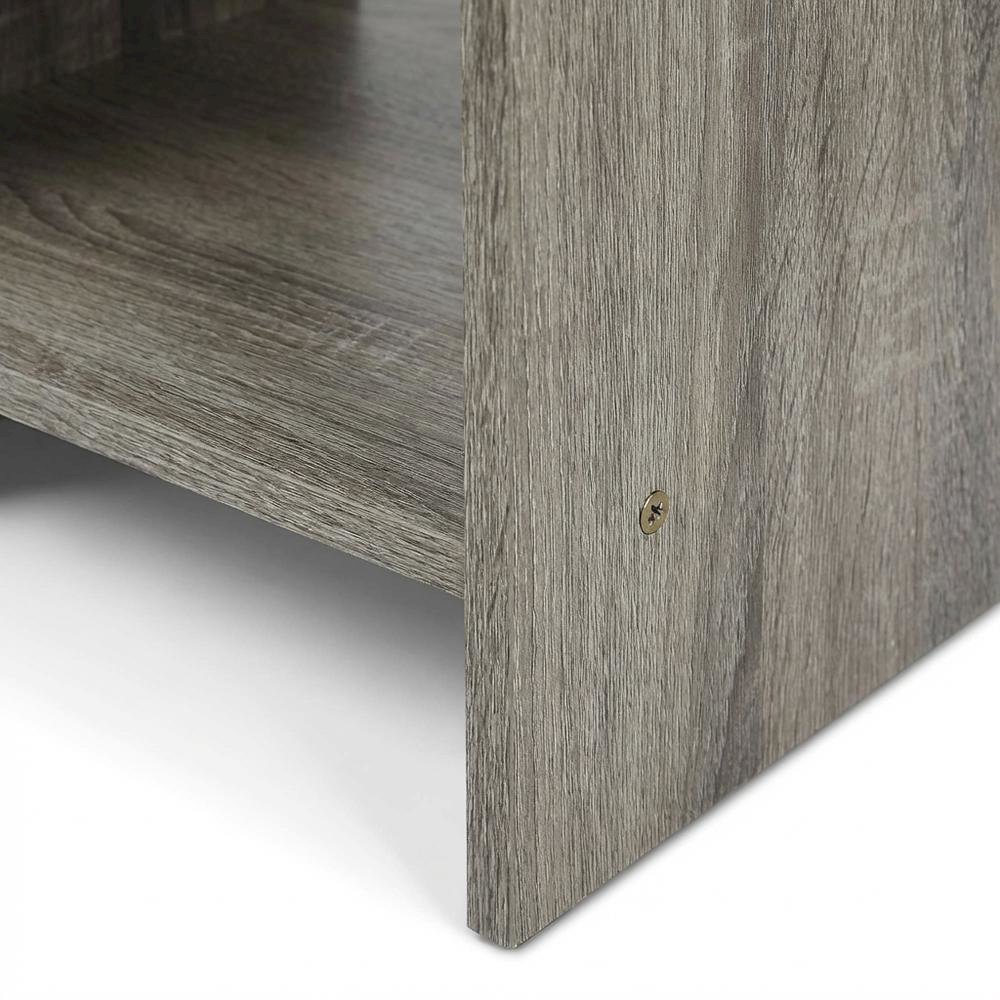 French Oak and Black Finish Nightstand with Storage Shelf and Bin Drawer