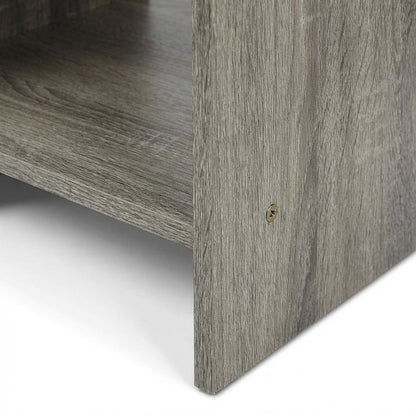 French Oak and Black Finish Nightstand with Storage Shelf and Bin Drawer