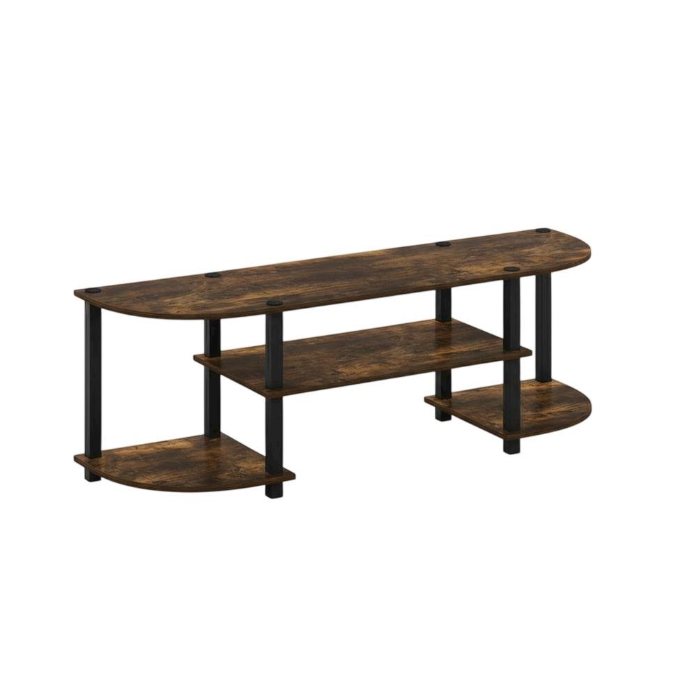 Engineered Wood TV Stand with Amber Pine and Black Finish