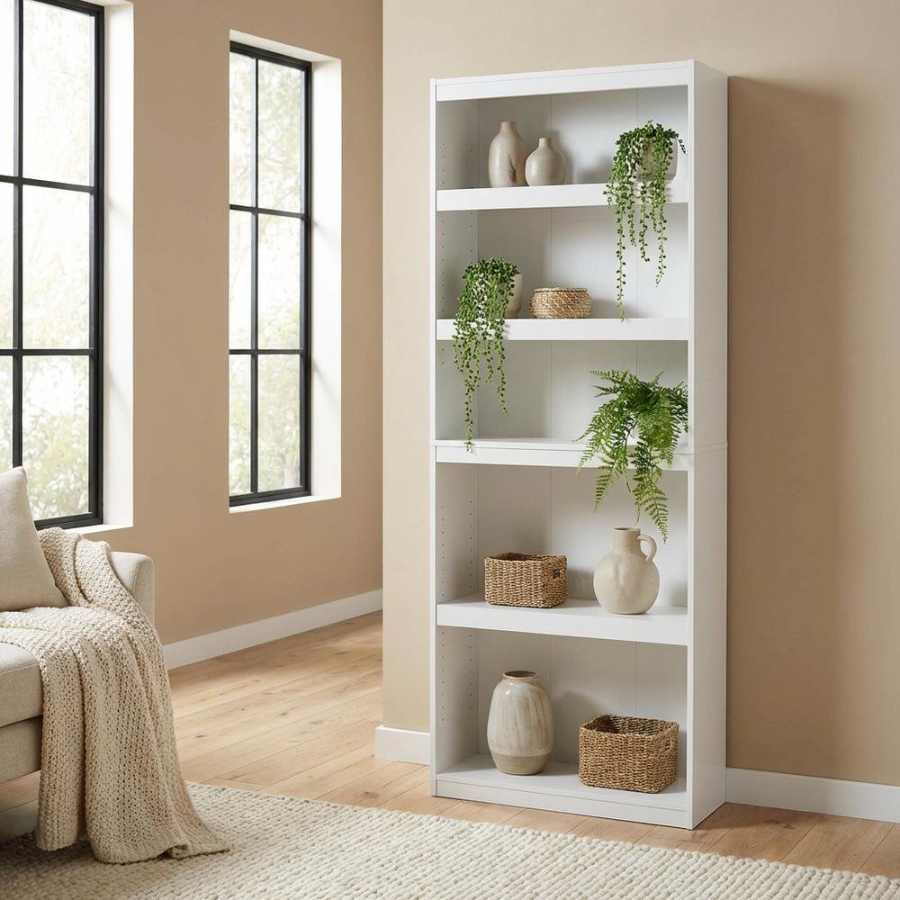 5-Tier Shelf Bookcase with Sturdy Engineered Wood Construction