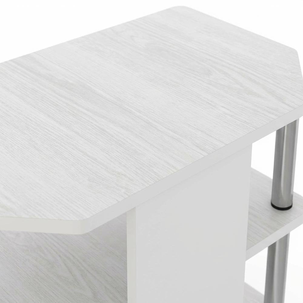 Engineered Wood TV stand, modern white oak, chrome accents