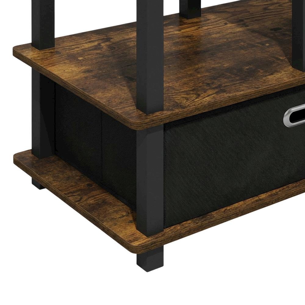 Large TV Stand, up to 55-Inch TV, Storage Bin, Brown Finish, Rubberwood