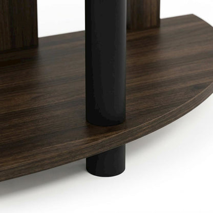 Walnut and Black TV Stand with Wide Surface and Storage Compartments