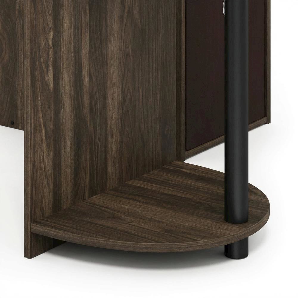 Columbia Walnut and Black Study Desk with Drawer Bins for Home Office