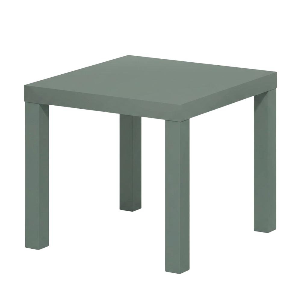 Square Side Table Set of 2 with Thick Tabletops and Sage Green Finish