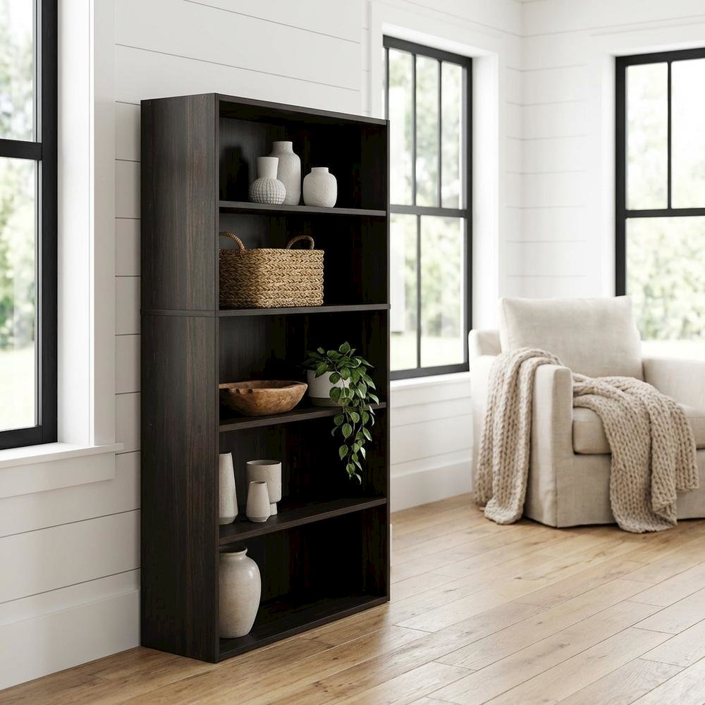 5-Tier Open Shelf Bookcase with Sturdy Engineered Wood Construction