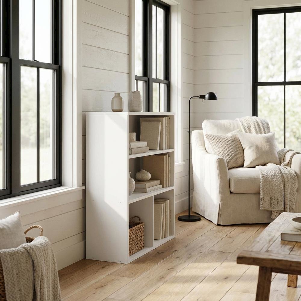 3-Tier Display Bookcase with Engineered Wood Shelves for Modern Home Storage