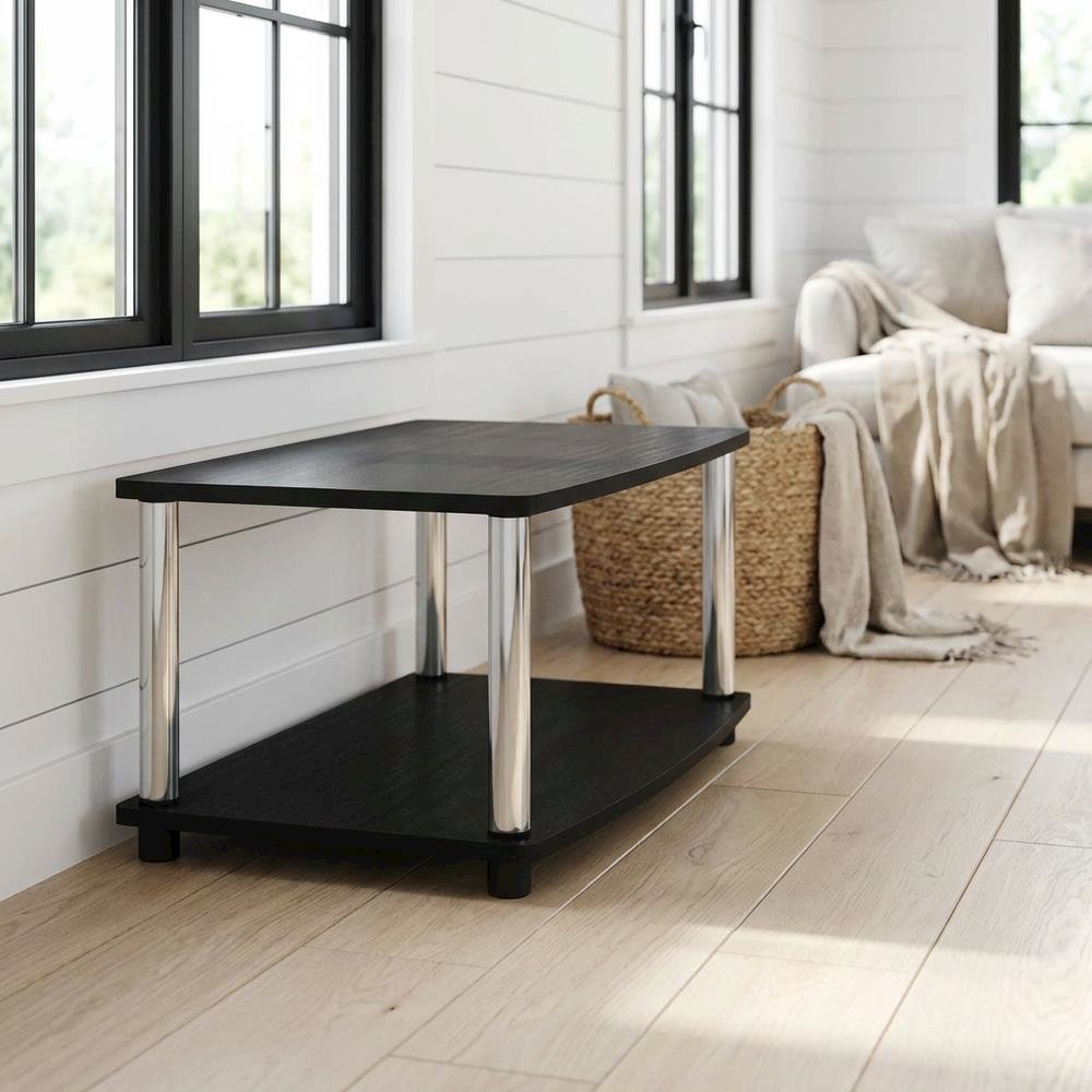 Engineered Wood TV Stand with Americano/Chrome Finish, Elevated Design