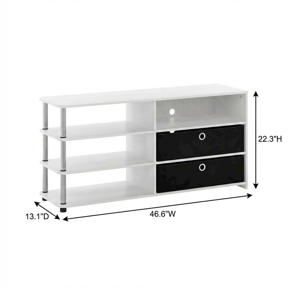 Engineered Wood TV stand for up to 55 inches with storage bins, White Oak finish