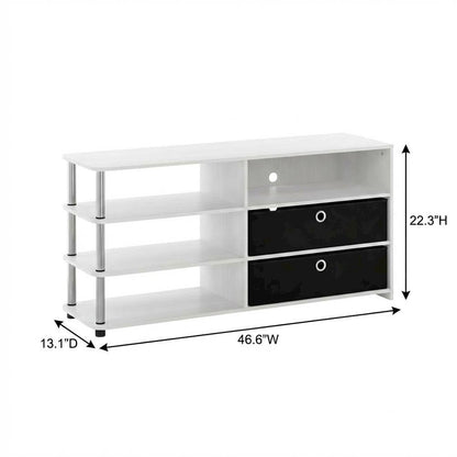 Engineered Wood TV stand for up to 55 inches with storage bins, White Oak finish
