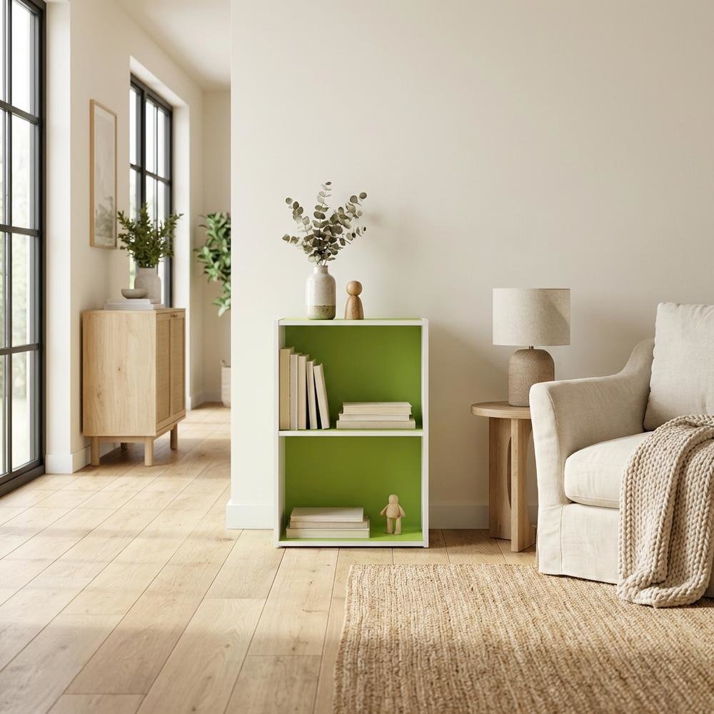 2-Tier Open Shelf Bookcase with Engineered Wood Construction