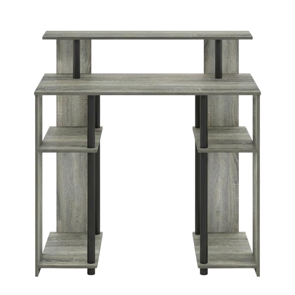 French Oak Grey/Black Computer Writing Desk with Modern Design, Sturdy